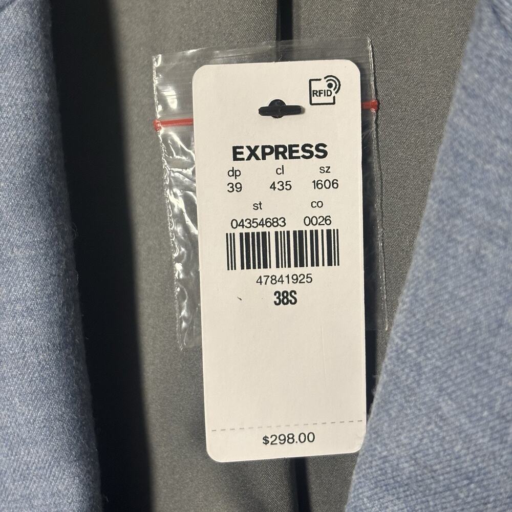 NWT EXPRESS Men’s 38S Blue Sports Jacket Blazer Suit Coat New Wool Blend - Picture 3 of 10